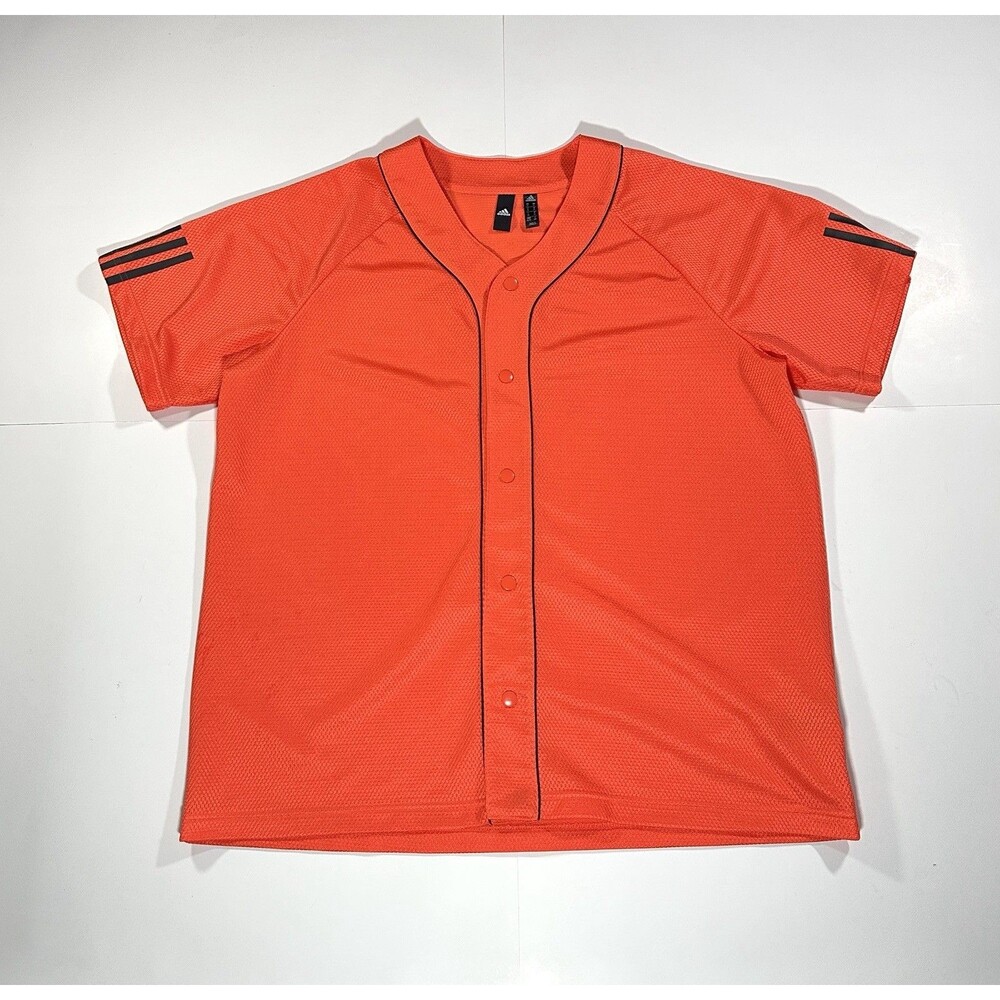 Adidas Men’s Athletic 3 Stripe Life Baseball Jersey Orange Adult Size XL Buttons